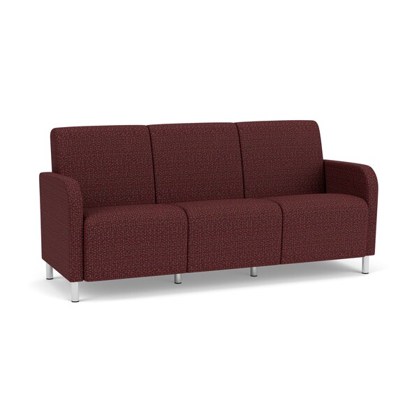 Lesro Siena Lounge Reception 3 Seat Tandem Seating No Center Arms, Brushed Steel, RF Nebbiolo Upholstery SN3101 - main